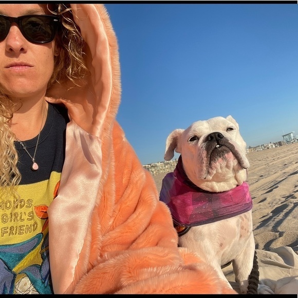 Laina Rauma full length Minky coat faux fur hooded pink salmon - Picture 11 of 16